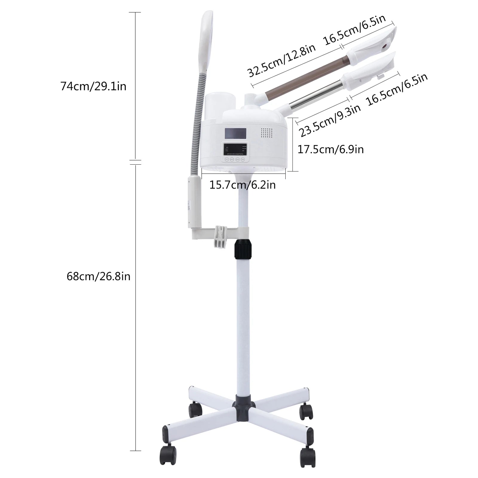 3-in-1 Facial Steamer Beautician Steamer Deep Cleaning w/Hot and Cold Nozzle LED Magnifying Lamp Beauty Salon Spa