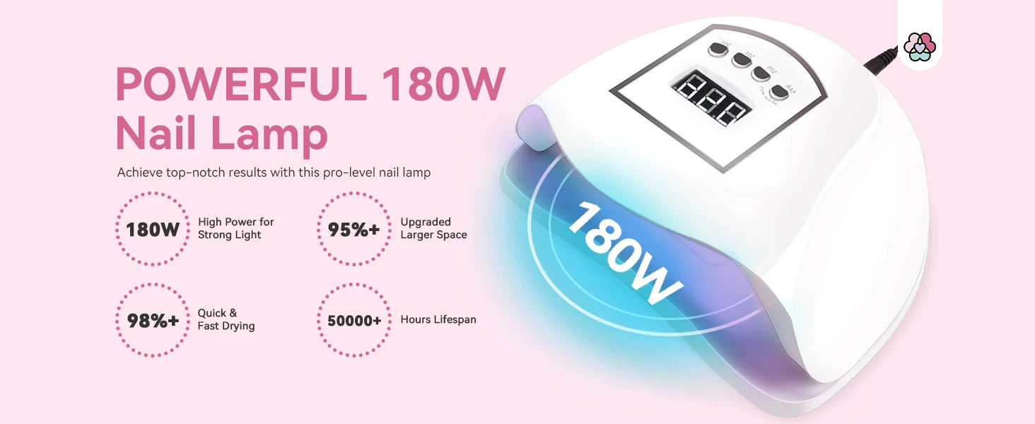 SAVILAND Complete Acrylic Nail Kit for Beginners with Keratin Powder Castor Oil Gel Polish 180W Lamp Nail Drill Full Set Tools