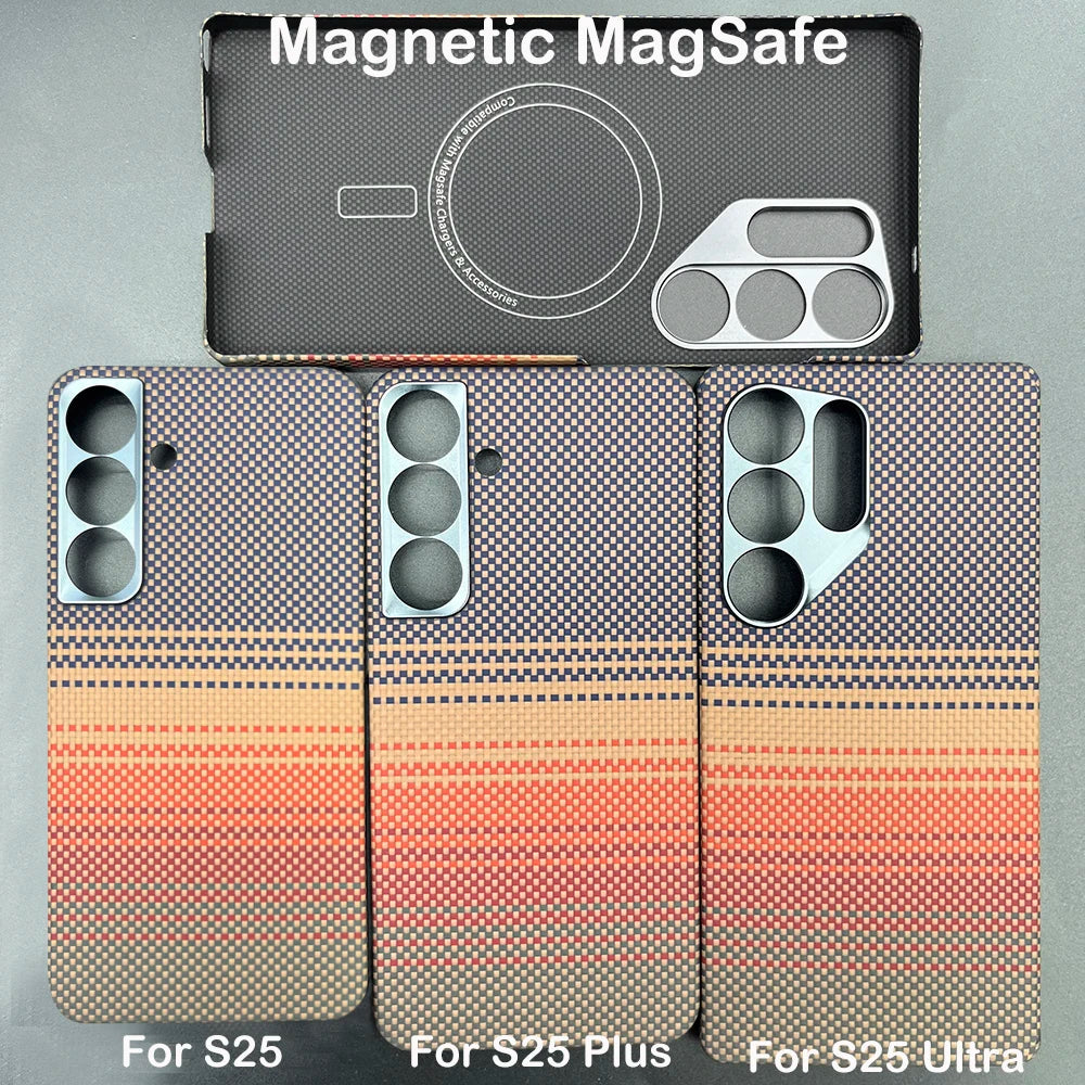 Carbon Fiber Case For Samsung Galaxy S25 Ultra/S25+/S25/S25 Edge Lens Camera Protection Aramid Fiber Cover Lightweight Slim Case