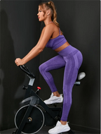 2 Pieces Women's Tracksuit Seamless Yoga Set Workout Sportswear Gym Clothing High Waist Leggings Fitness Sports Suits