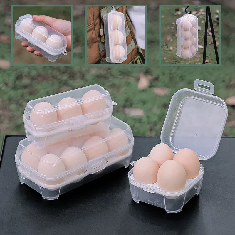 Portable Shockproof Eggs Box 3/4/8 Grids Storage Container Egg Holder Transparent Kitchen Organizer for Outdoor Camping Picnic Imagen principal del producto