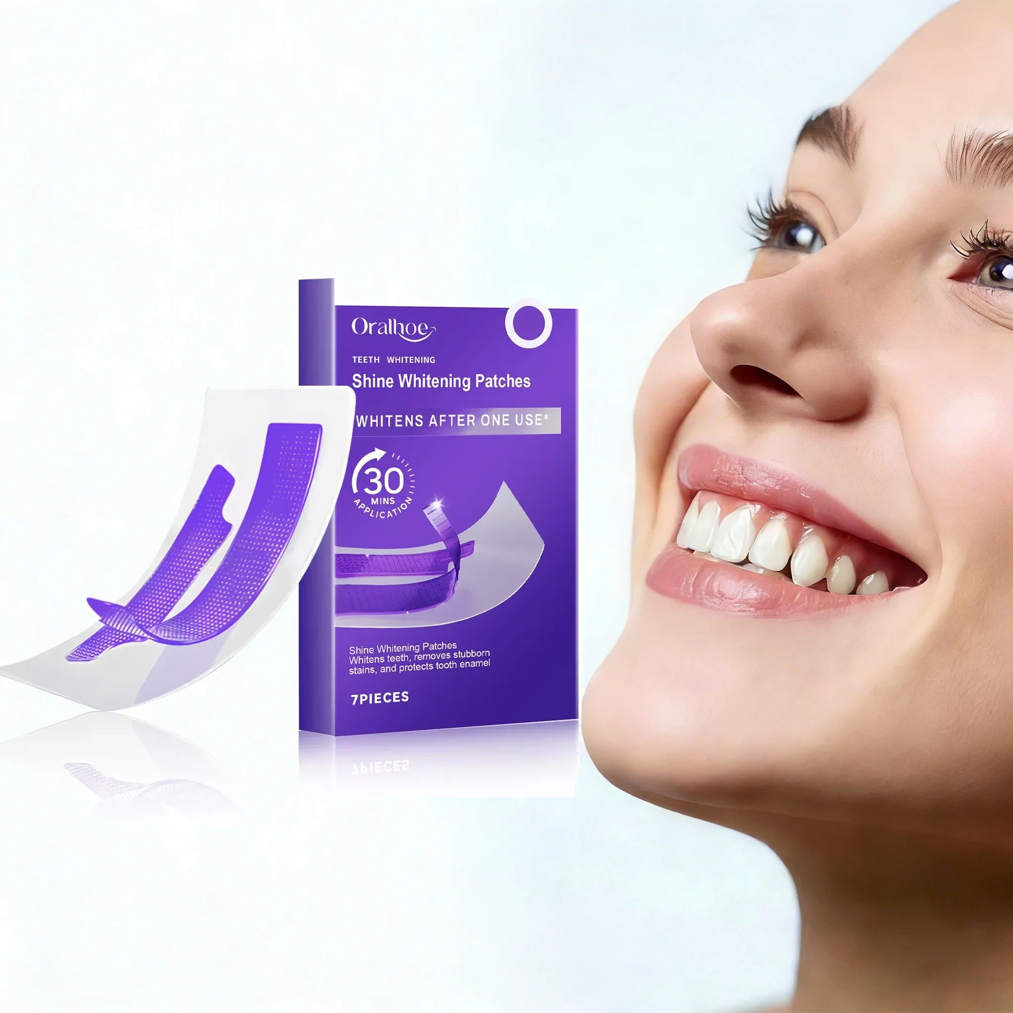 Purple Teeth Whitening Strips Brighten Tooth Remove Plaque Stain Cleaning Oral Hygiene Reduce Sensitivity Bleaching Dental Tools Imagen principal del producto