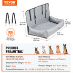 SucceBuy Dog Car Seat Waterproof Dog Booster Seat Pet Car Seat with Clip-On Safety Leash PP Cotton Car Bed for Medium Large Dog