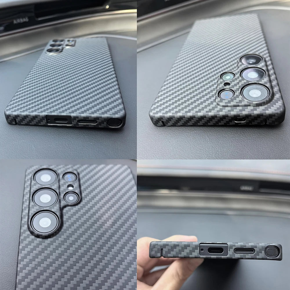 Carbon Fiber Case For Samsung Galaxy S25 Ultra/S25+/S25/S25 Edge Lens Camera Protection Aramid Fiber Cover Lightweight Slim Case