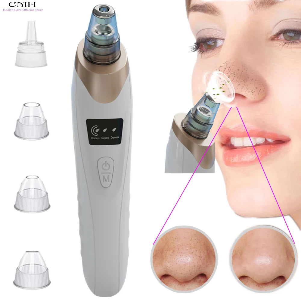 CMH Blackhead Remover Vacuum Pore Cleaner Multi Suction Heads Adjustable Suction USB Rechargeable Deep Cleansing Skin Tool Gifts Imagem secundária do produto