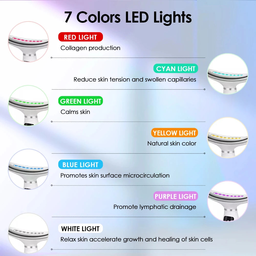 7 Colors LED Lights Face Neck Beauty Device Vibration Massage Improve Neck Lines Home Use Face Lifting Machine Secondary image
