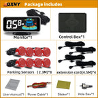 8 Parktronic Parking Sensors Kit Reversing Front and Rear Car Backup Radar Detector Backing Assistance Sound Aler AID