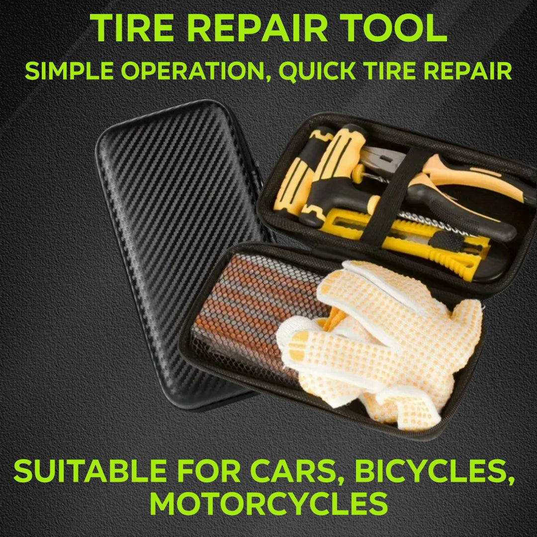 Auto Tire Repair Kit - Puncture Plug Tools, Tyre Puncture Emergency Kit for Universal Tires, with Stirring Glue Repair Tool