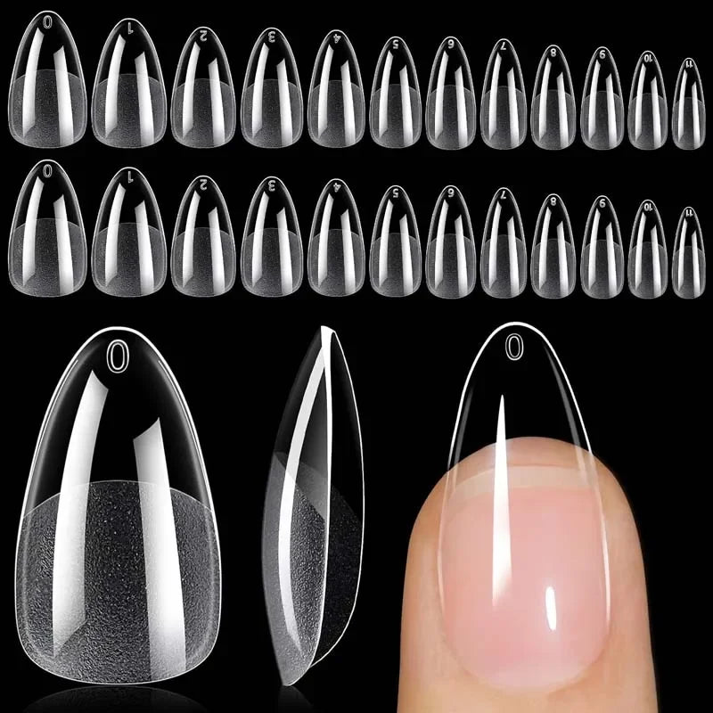 120Pcs Short Almond Oval Fake Nail Tips Extension System Sculpted Full Cover Nail Gel French Ballerinas Capsules Press On Tips