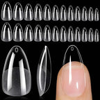 120Pcs Short Almond Oval Fake Nail Tips Extension System Sculpted Full Cover Nail Gel French Ballerinas Capsules Press On Tips