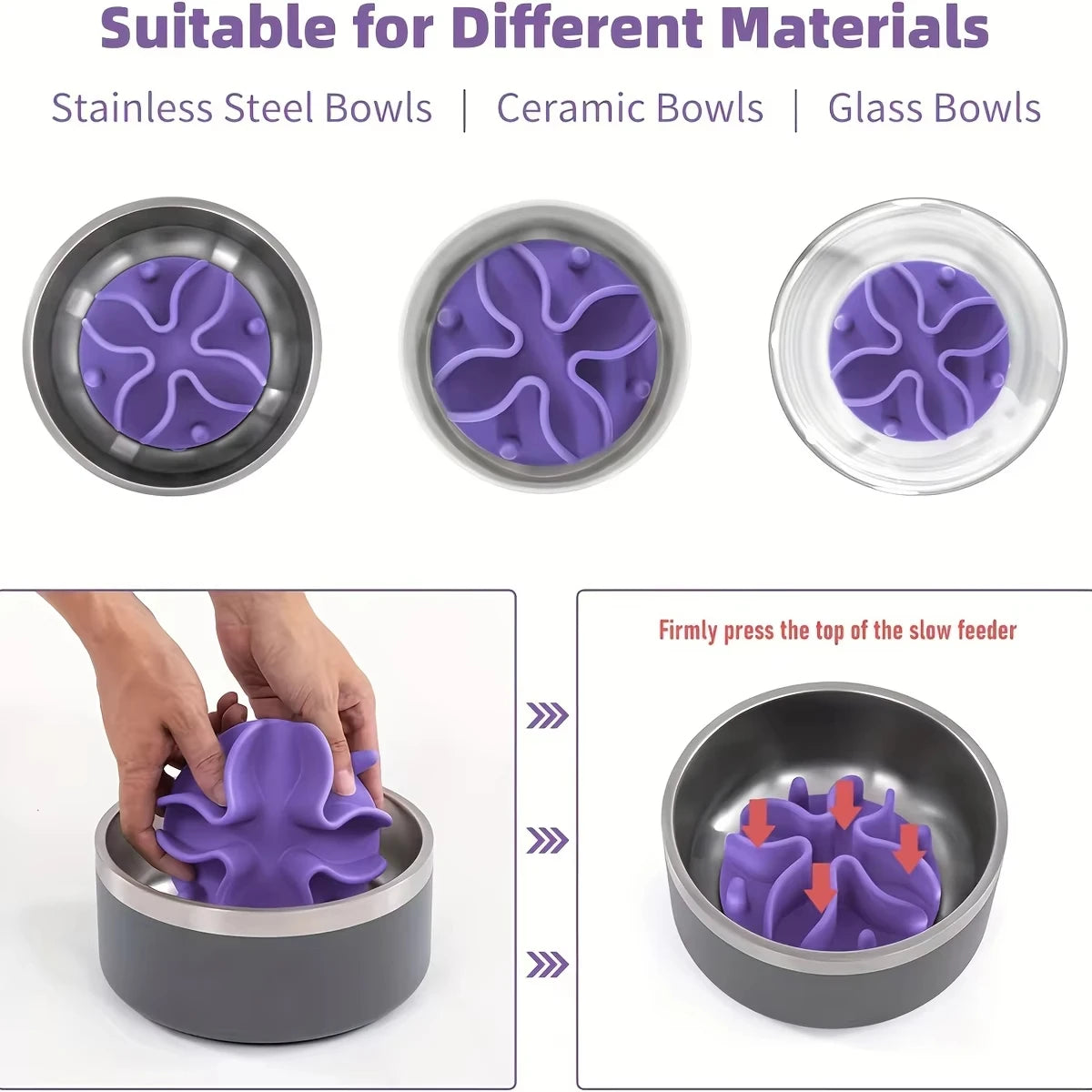 1Pc Soft Silicone Slow Feeder Puzzle Dog Bowl Insert-Stimulates Mind & Promotes Healthy Digestion Suitable for all sizes
