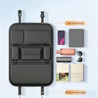 6-Pocket Car Seat Back Storage Bag Wear-Resistant Car Backseat Organizer Tissue/Cup Holder Waterproof Anti-Kick Pad