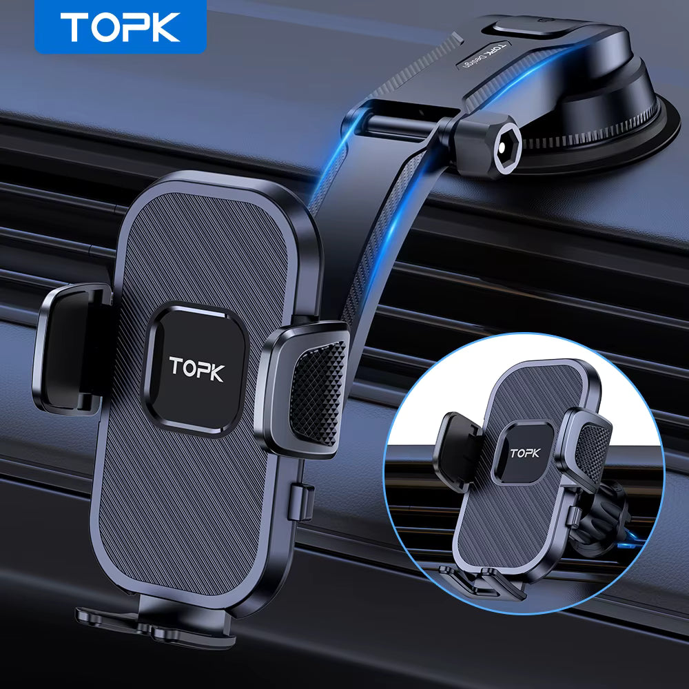 TOPK Car Phone Holder Air Vent Suction Cup Mount for iPhone Xiaomi Samsung Auto Mobile Support GPS Stand Dashboard Bracket Imagen principal del producto