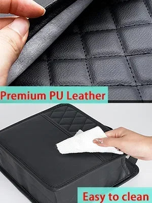 Universal Car Seat Back Organizer PU Leather Storage Bag Multi-Pocket Design Waterproof Tissue Holder Cup Holder Garbage Pocket