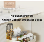 Kitchen Storage metal holdetr with Slide Rails Pull-out Drawer Storage Tray Spice Storage Rack Cabinets Organizer