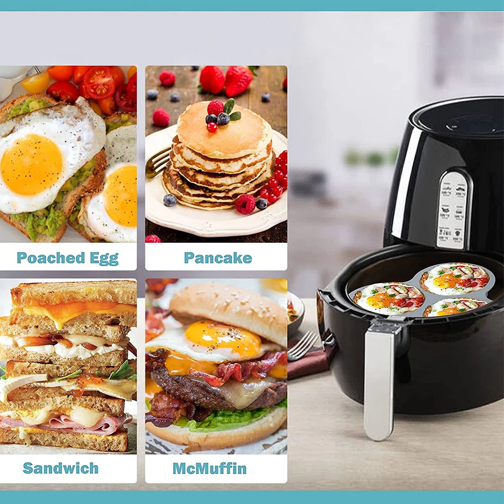 Silicone Egg Mold Air Fryer Egg Pan Reusable 3-Cavity Muffin Cake Baking Mould Kitchen Cooking Accessories Imagen secundaria del producto