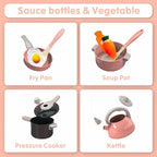Kids Kitchen Toys Set 92/69/59 PCS Play Kitchen Accessories Kit with Play Pots Pretend Food Cooking Toy Toddler Girls Boy Gift