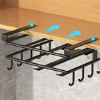JUSTINLAU Stainless steel Kitchen Hanging Organizer Rack with Hook Paper Towel Rag Hanging Cutting Board Pot Cover Storage Shelf
