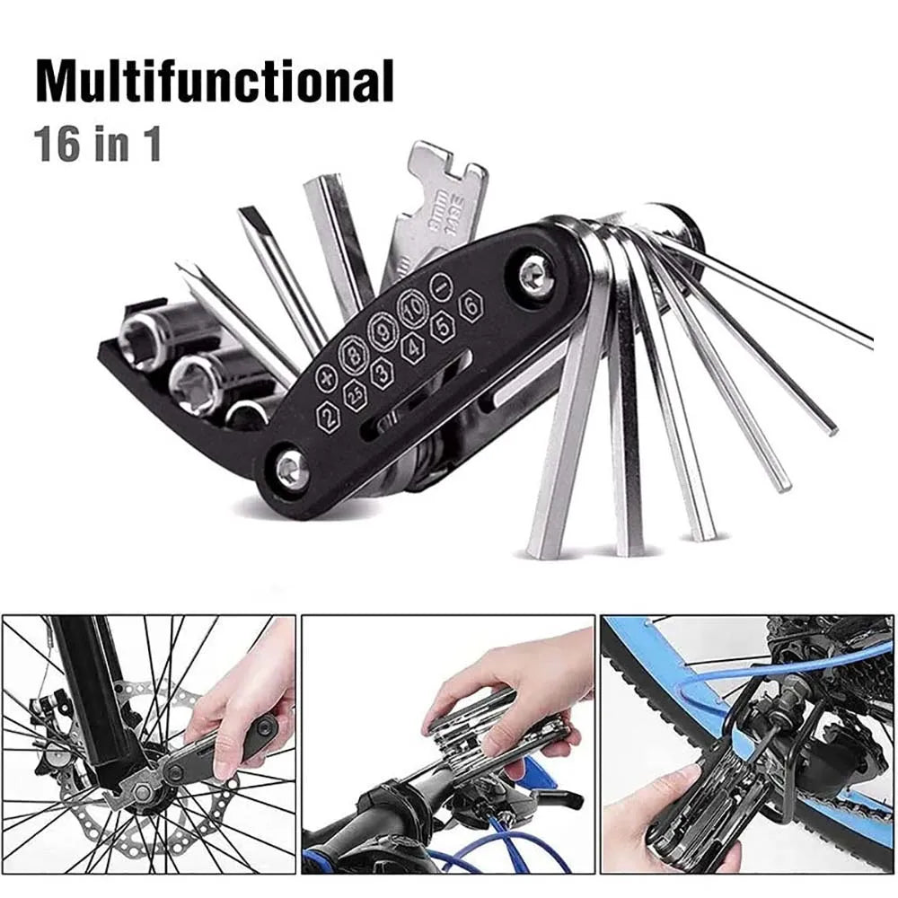 16 in 1 Portable Bicycle Repair Tools Kit Hex Wrench Nut Tire Screwdriver Motorcycle Bicycle Repair Tools Imagen principal del producto