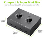 4 Way/2 Way 3.5mm Stereo Audio Switcher Bi-Directional Audio Switch Splitter Box 2 In 1 Out 4 In 1 Out with Mute Button