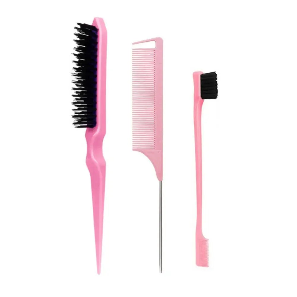 5pcs Hairdressing Tools Pointed Tail Comb Dual Head Eyebrow Brush Triple Row Comb Coiler Hair Salon Styling Comb Imagen secundaria del producto