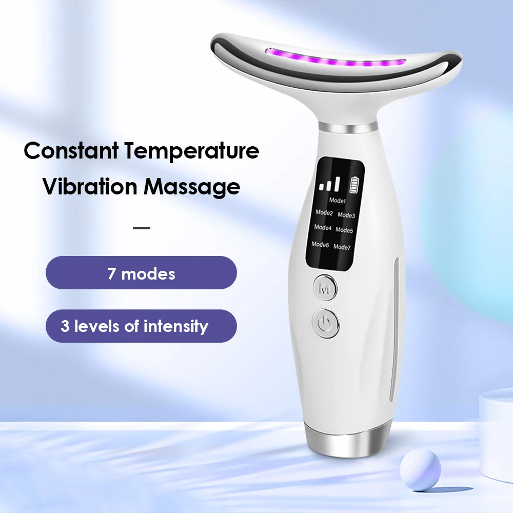 7 Colors LED Lights Face Neck Beauty Device Vibration Massage Improve Neck Lines Home Use Face Lifting Machine Main image