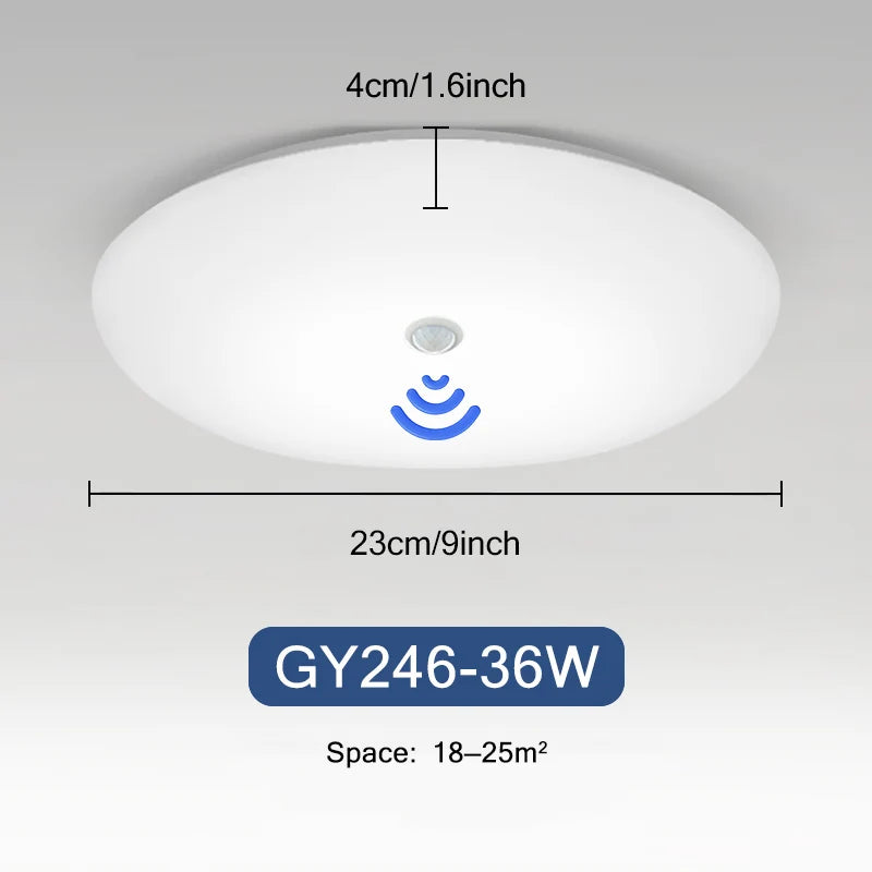 LED Ceiling Light Auto PIR Motion Sensor Smart Home Lighting 13W 18W 24W 36W  Radar Ceiling Lamp For Indoor Bedroom Room Hallway