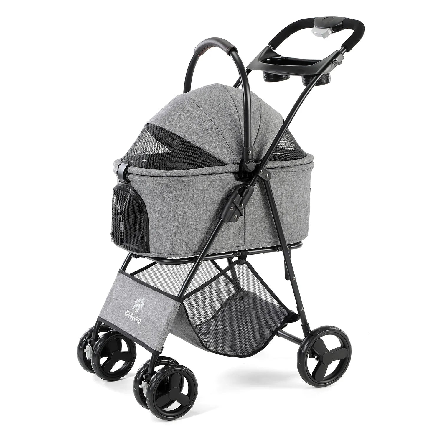 3 in 1 Pet Stroller with Removable Carrier, Folding Stroller for Small/Medium Dogs and Cats, Waterproof, All-Terrain, with Sun S Imagen principal del producto