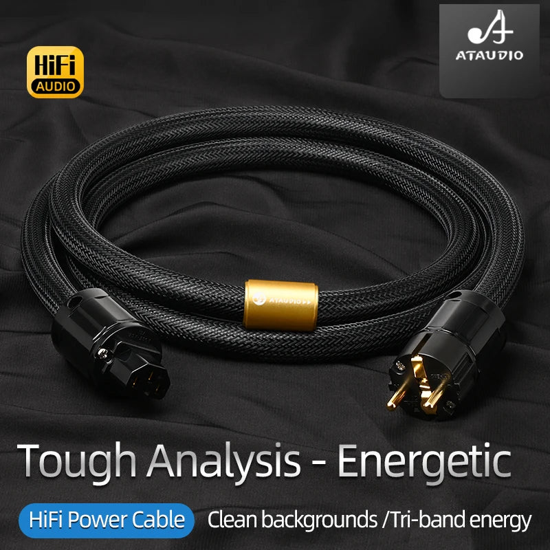 ATAUDIO Hi-end 6N OFC HiFi Audio EU/US/AU Power Cord Double Shielding Connection Filterure Amplifier Power Cable Imagen secundaria del producto