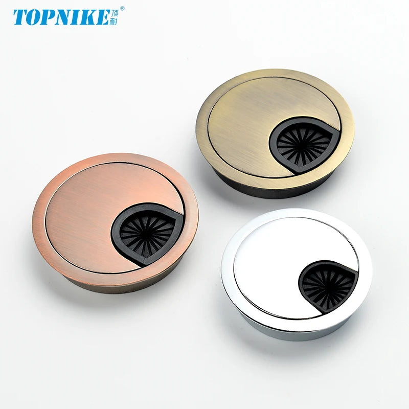 50/53/60mm Office Table Wire Hole Covers Computer Desk round metal decoration box Furniture Hardware Fittings