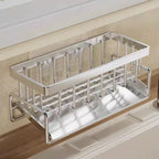 Kitchen Sponge Holder Stainless Steel Sink Drain Rack Soap Drainer Towel Rack Shelf Organizer bathroom Storage Accessories