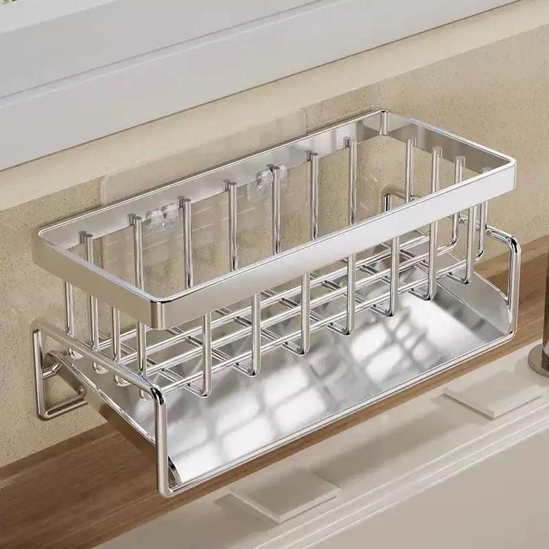 Kitchen Sponge Holder Stainless Steel Sink Drain Rack Soap Drainer Towel Rack Shelf Organizer bathroom Storage Accessories Imagen principal del producto