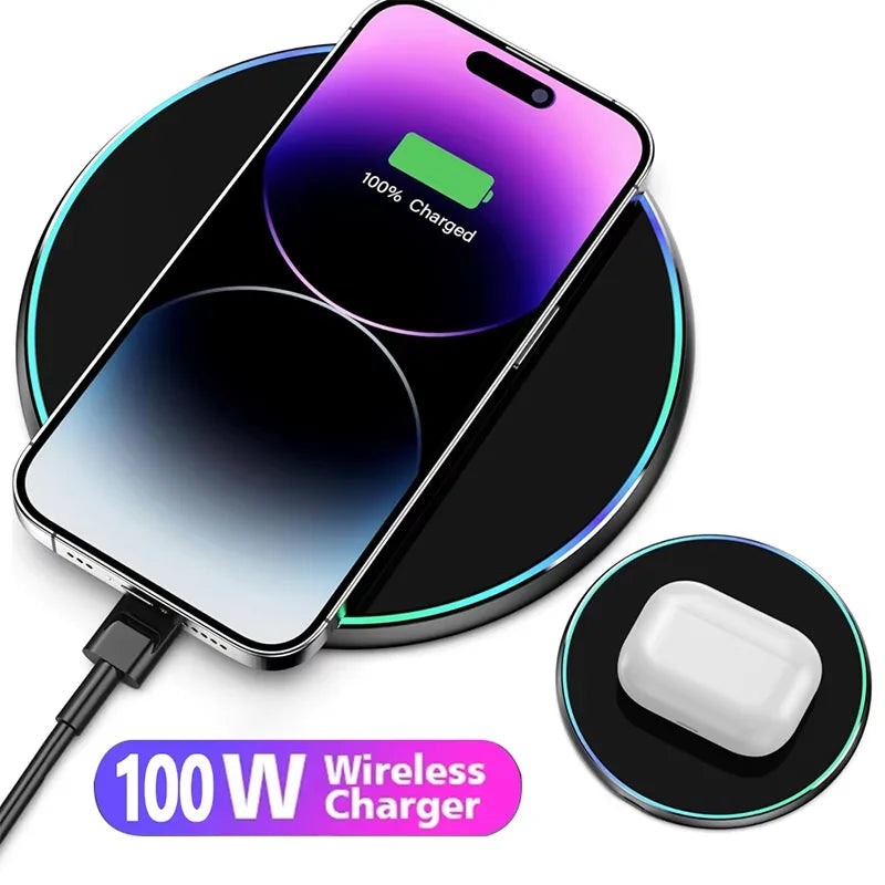 New Wireless Charger For iPhone 17 16 15 14 13 Pro Max Induction Fast Charging Pad Dock Station For Samsung S24 Xiaomi Huawei Image principale du produit