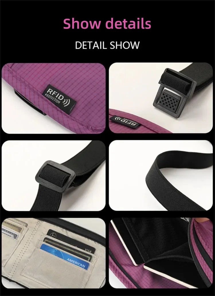 Travel Money Belt Waist Bag Waterproof RFID Blocking Anti-Theft Passport Holder Hidden Pocket Secure Waist Pouch Fanny Pack for