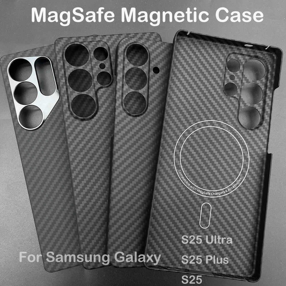 Carbon Fiber Case For Samsung Galaxy S25 Ultra/S25+/S25/S25 Edge Lens Camera Protection Aramid Fiber Cover Lightweight Slim Case
