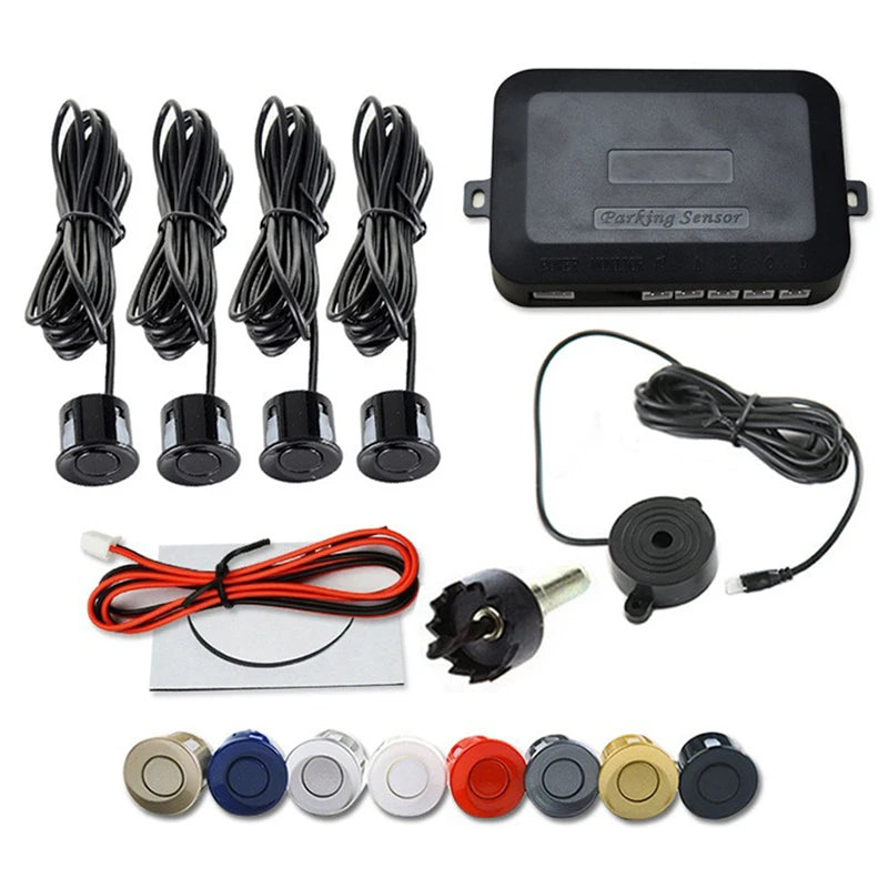 Risingon 12V 22mm Car Parking Sensor Kit Universal 4 Sensors Buzzer Reverse Backup Radar Sound Alert Indicator Probe System Imagen principal del producto