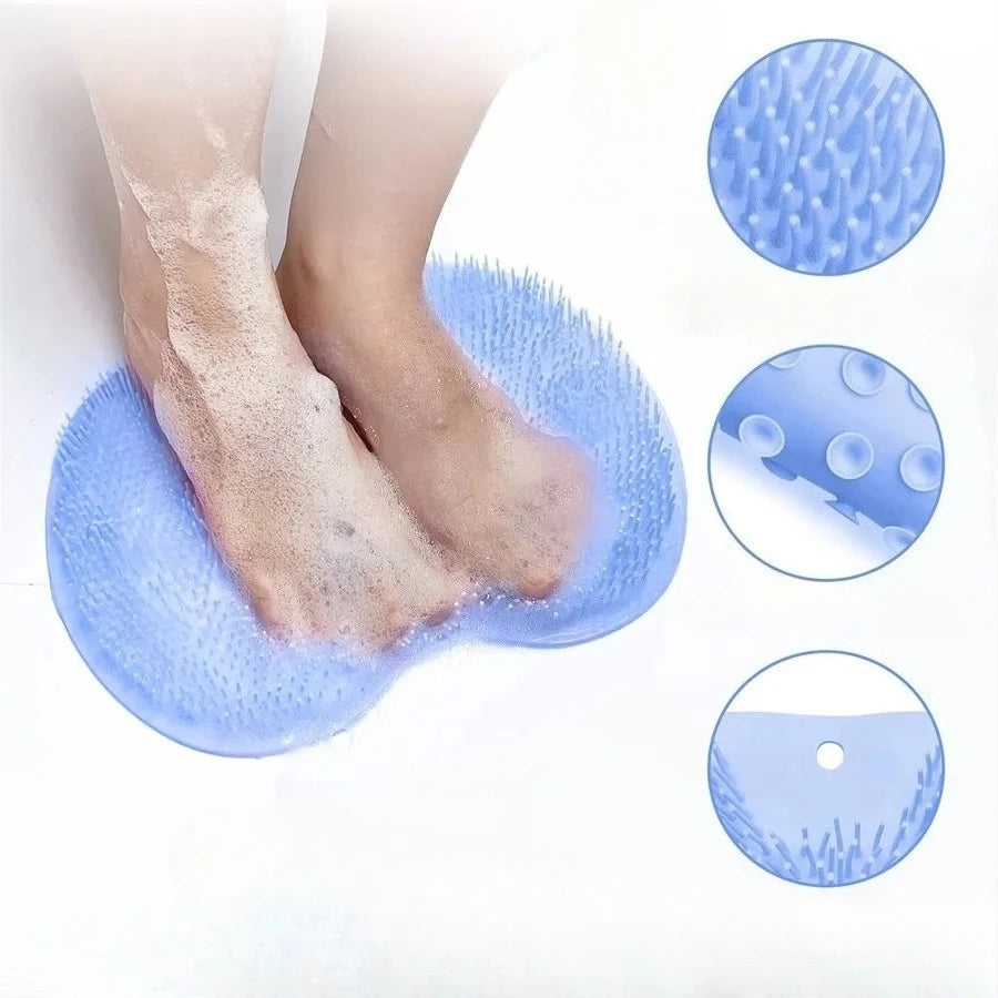 Shower Foot Scrubber Mat Back Washer Exfoliating Bath Wash Pad Wall Mounted Slip Suction Cups for Use in Cleaner Men and Women Imagem principal do produto