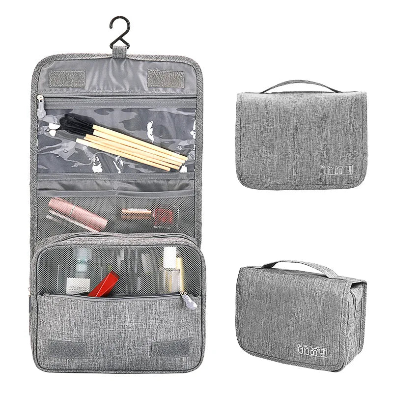 Hanging Toiletry Bag for Travel – Water-Resistant Oxford Wash Pouch, Folds Flat, Unisex Cosmetic Organizer