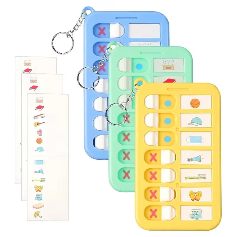 Kids Self-Discipline Checklist Memo Board Portable Keychain Visual Habit Tracker for Children Daily Task Imagen principal del producto