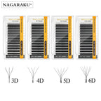 NAGARAKU Automatic Flowering W Shape  Bloom 3D 4D 5D 6D Premade Fans Eyelash Extensions Natural Soft Light Full Dense