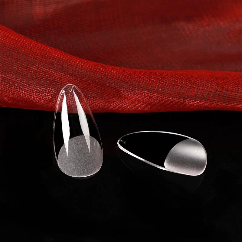 120Pcs Short Almond Oval Fake Nail Tips Extension System Sculpted Full Cover Nail Gel French Ballerinas Capsules Press On Tips