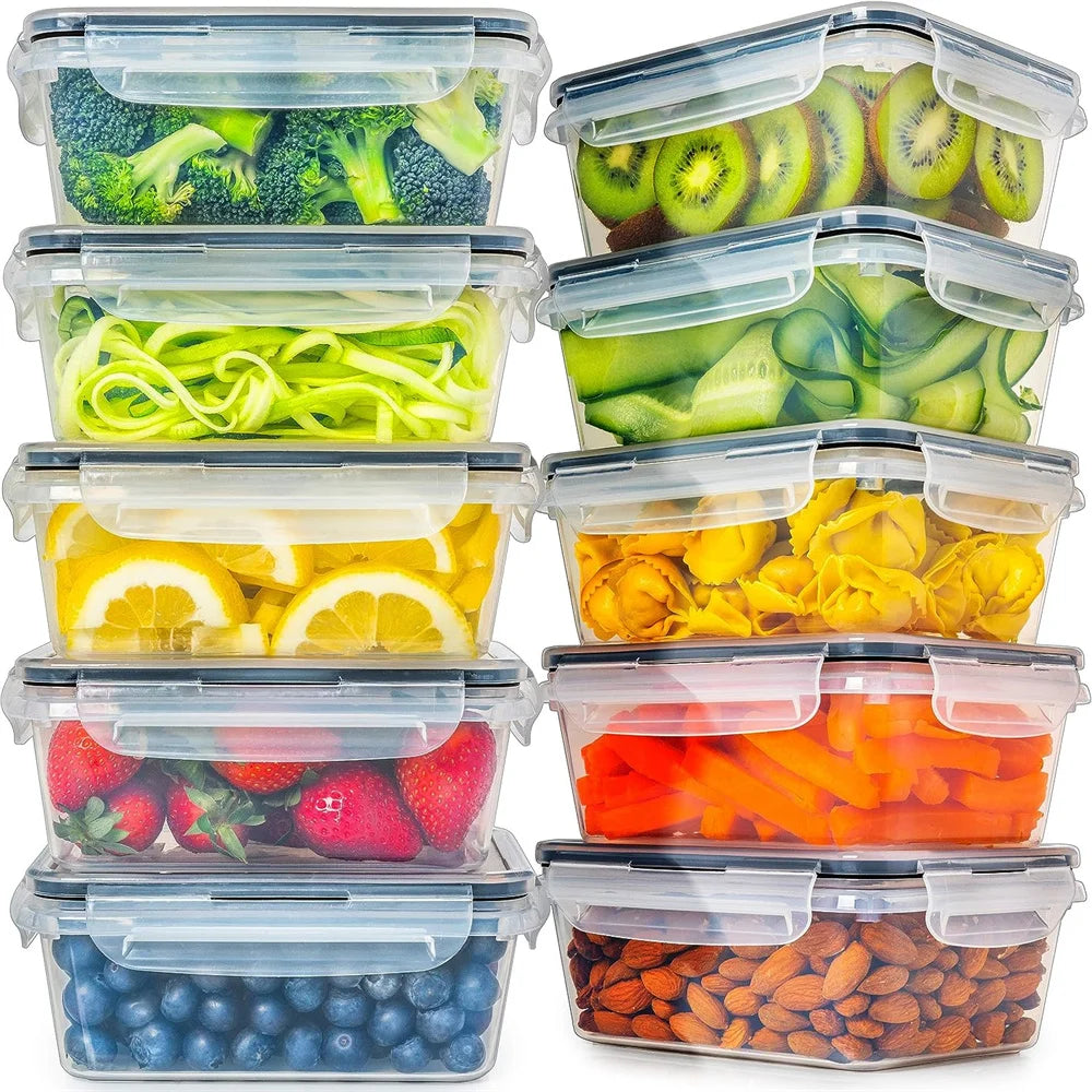 Kitchen Food Contianers Set, Microwave Dishwasher Safe BPA FREE 10pcs 840ML Containers Set With 10stickers and Marker Imagen principal del producto