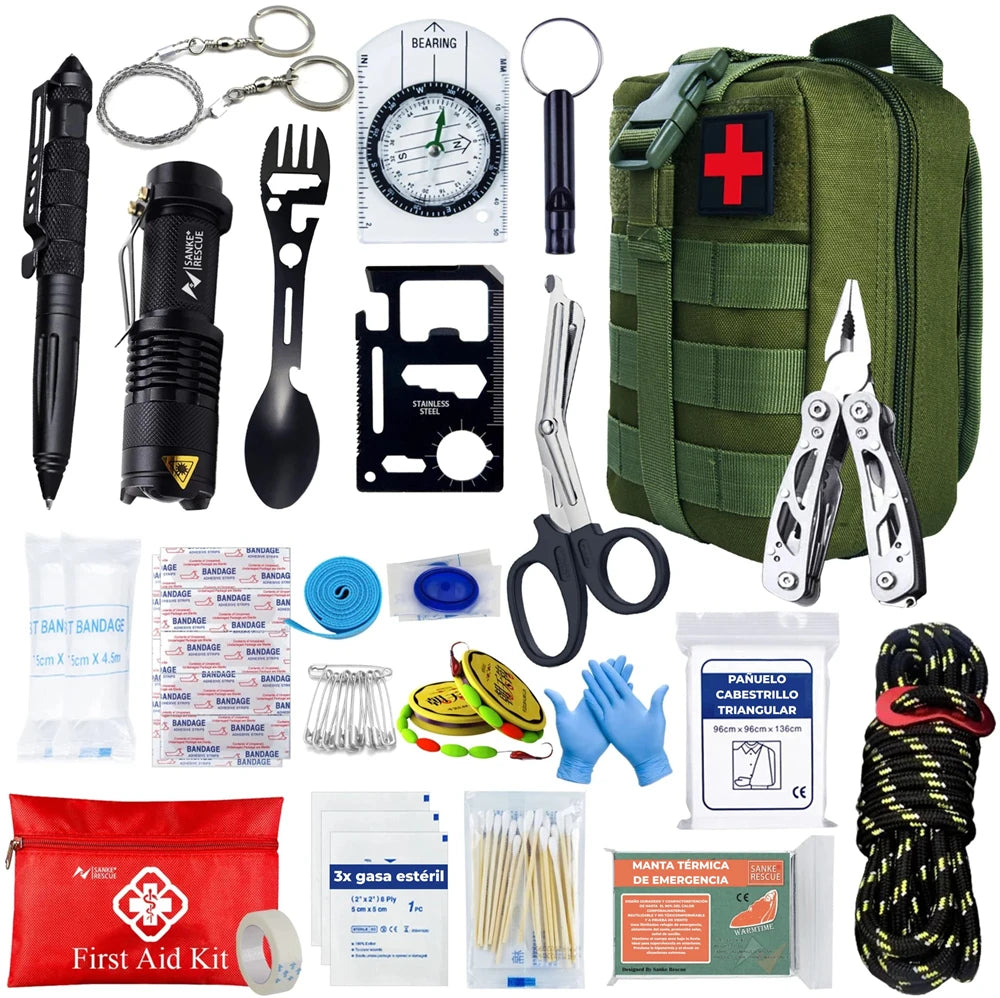 2025 Full Military Survival Kit Emergency Package Car Breaker Survival Equipment Accessories with First Aid Kit Imagen principal del producto