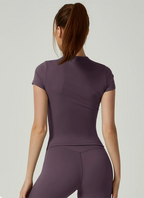 Women's Sports Yoga Set Seamless Knitted Fitness Gym Clothes Sportswear Short Sleeve Crop Top Tracksuits Gym Short Leggings