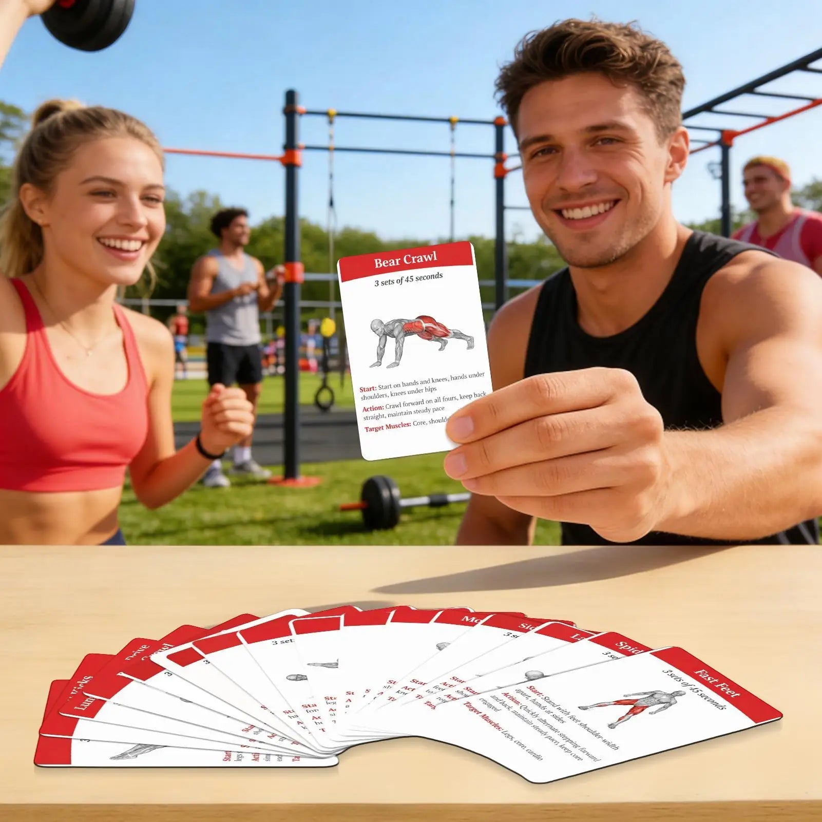 Workout Cards Deck 36 Pieces High-Definition Portable Cards Training Exercises Guide for Women Men Beginners Home Gym Outdoor Imagen principal del producto