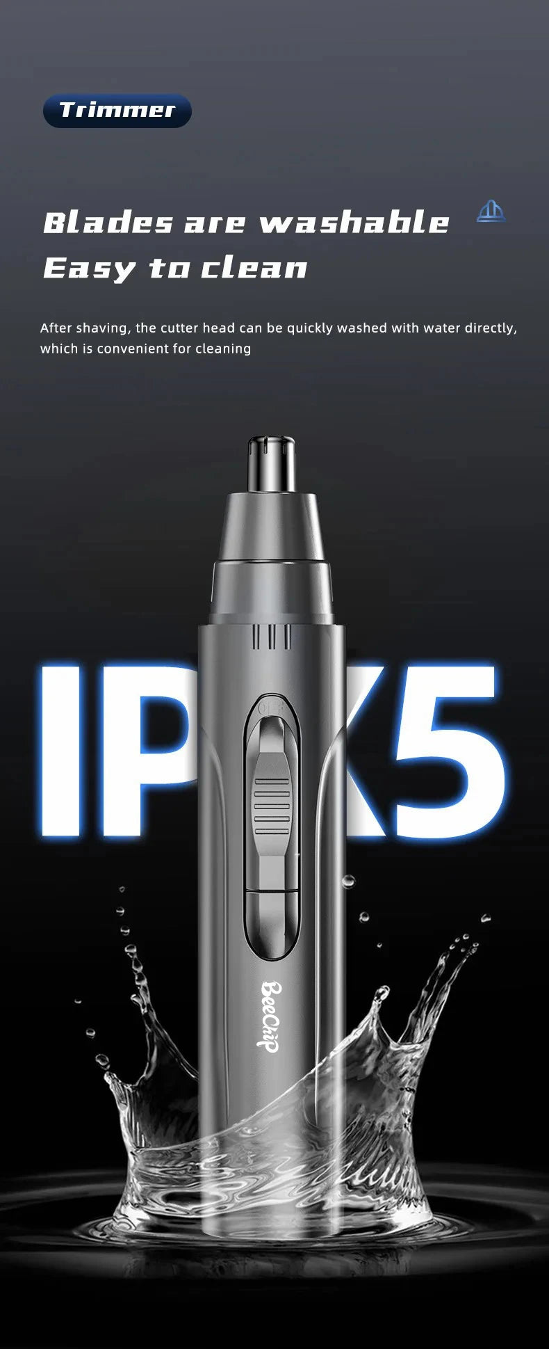 1 PCS Black Electric Nose Hair Trimmer Ear and Nose Hair Trimmer Professional Painless Nose Hair Trimmer For MenAnd Women