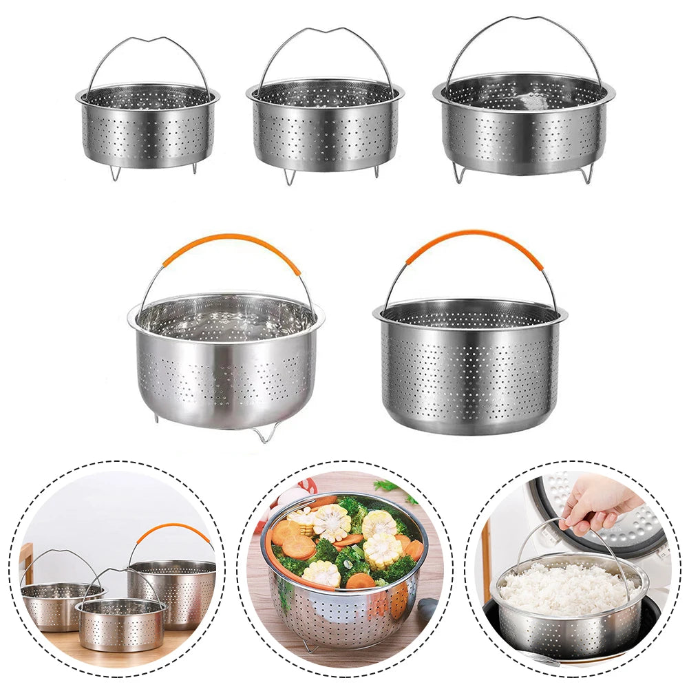 Stainless Steel Steamer Basket In Stant Pot Accessories For Instant Cooker With Silicone Handle Pressure Cooker Rice Steamer Imagen principal del producto