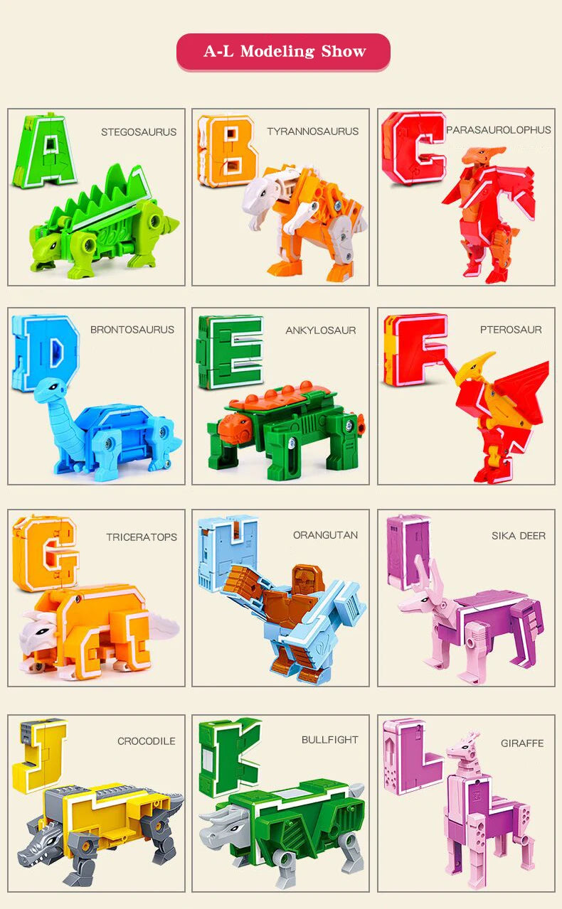 New Learning Toys 26 Letters Learnable Words Transformable  Combinable Robots Alphabet Toys For Kids Gifts Learn Play Robot Toy