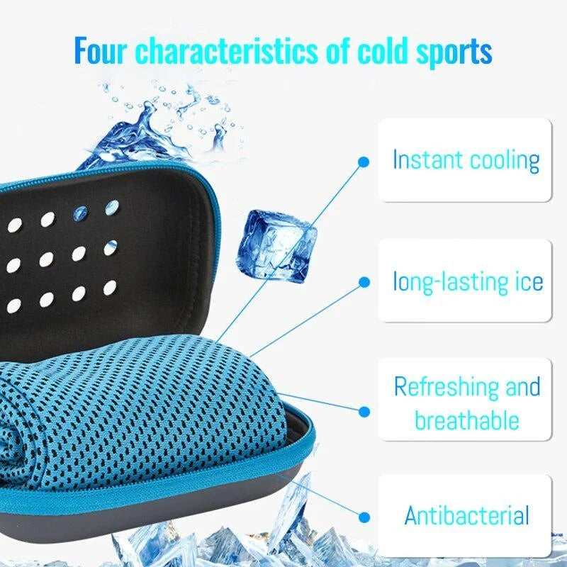 Quick Drying Cooling Towel Soft Breathable Chilly Sweat Absorption Cold Towel with Storage Box Sports Running Yoga Gym Club Imagen secundaria del producto