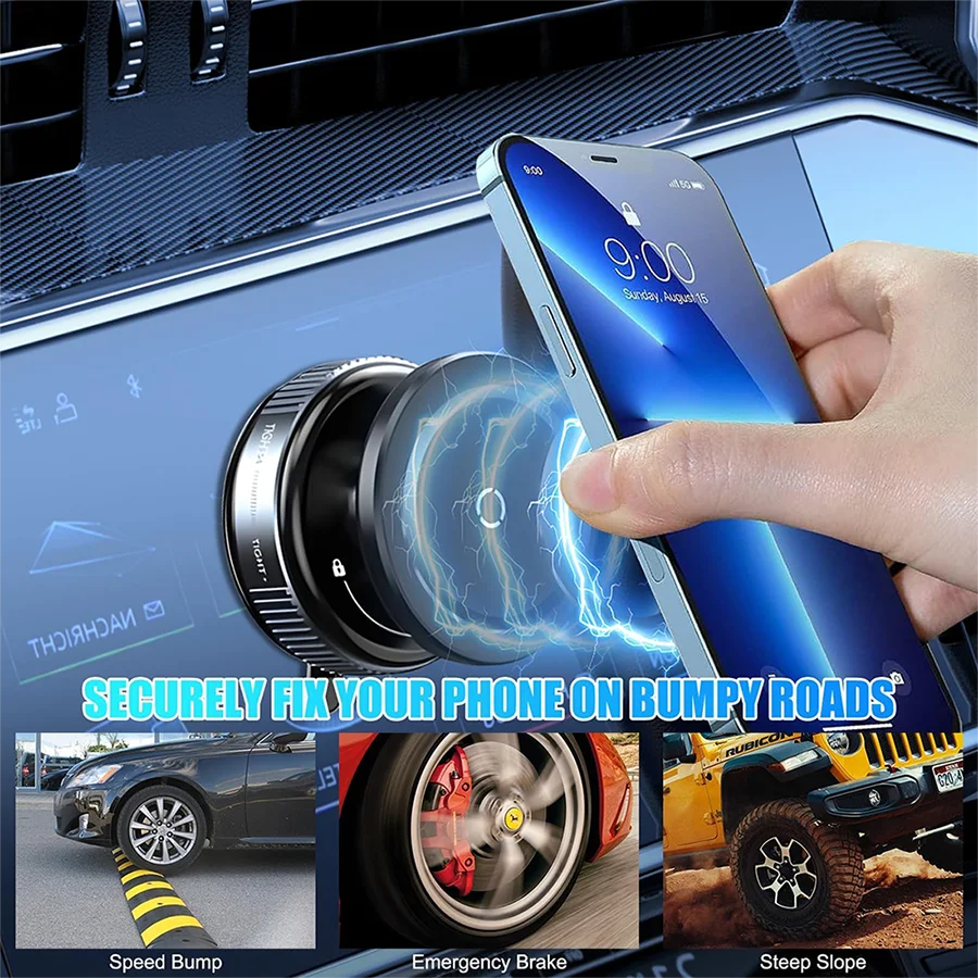 Magnetic Suction Phone Holder, Foldable and Retractable Hands-Free Suction Cup Phone Mount for Car/Gym/Mirror/Smooth Surface